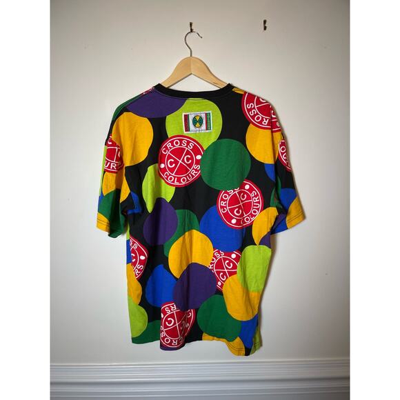 Vintage Cross Colours T-Shirt Colorful Rainbow Post Hip Hop Nation Yadig XL Y2K - Picture 2 of 7